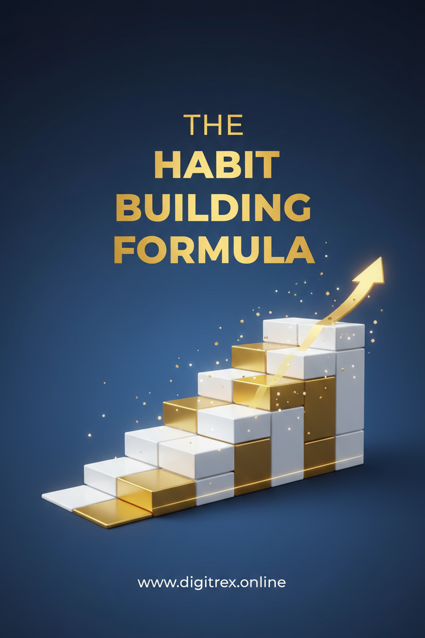 Create a high-quality, professional ebook cover for a digital The Habit Building Formula ebook titled
"The Habit Building Formula".
Add the text "www.digitrex.online" at the bottom of the cover.