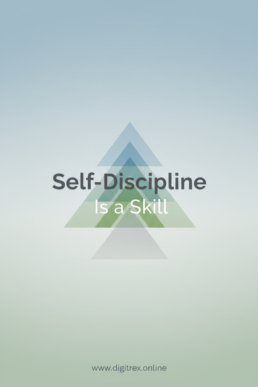 Minimalist ebook cover for “Self-Discipline Is a Skill”, calm colors, no people.
Add www.digitrex.online
at bottom.