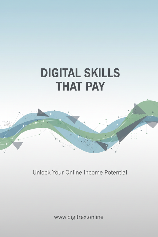 Minimalist ebook cover for “Digital Skills That Pay”, calm colors, no people.
Add www.digitrex.online
 at bottom.